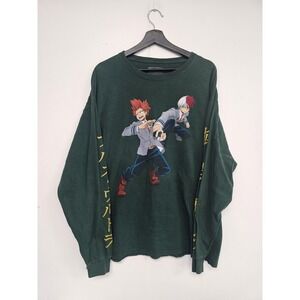 Hot Topic My Hero Academia Shirt Mens XL Green Long Sleeve Plus Ultra Anime